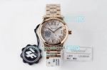 ZF Swiss Chopard Happy Sport Diamonds Rose Gold Watch White Dial 33MM